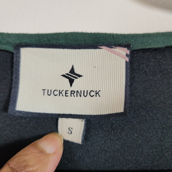Tuckernuck Easton Suede Malachite Blouse Small V-Neck Long Sleeve Christmas - Picture 4 of 8